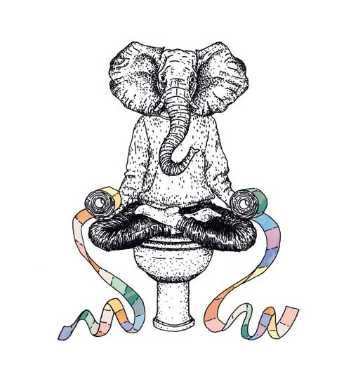Illustration: Elefant auf dem Klo