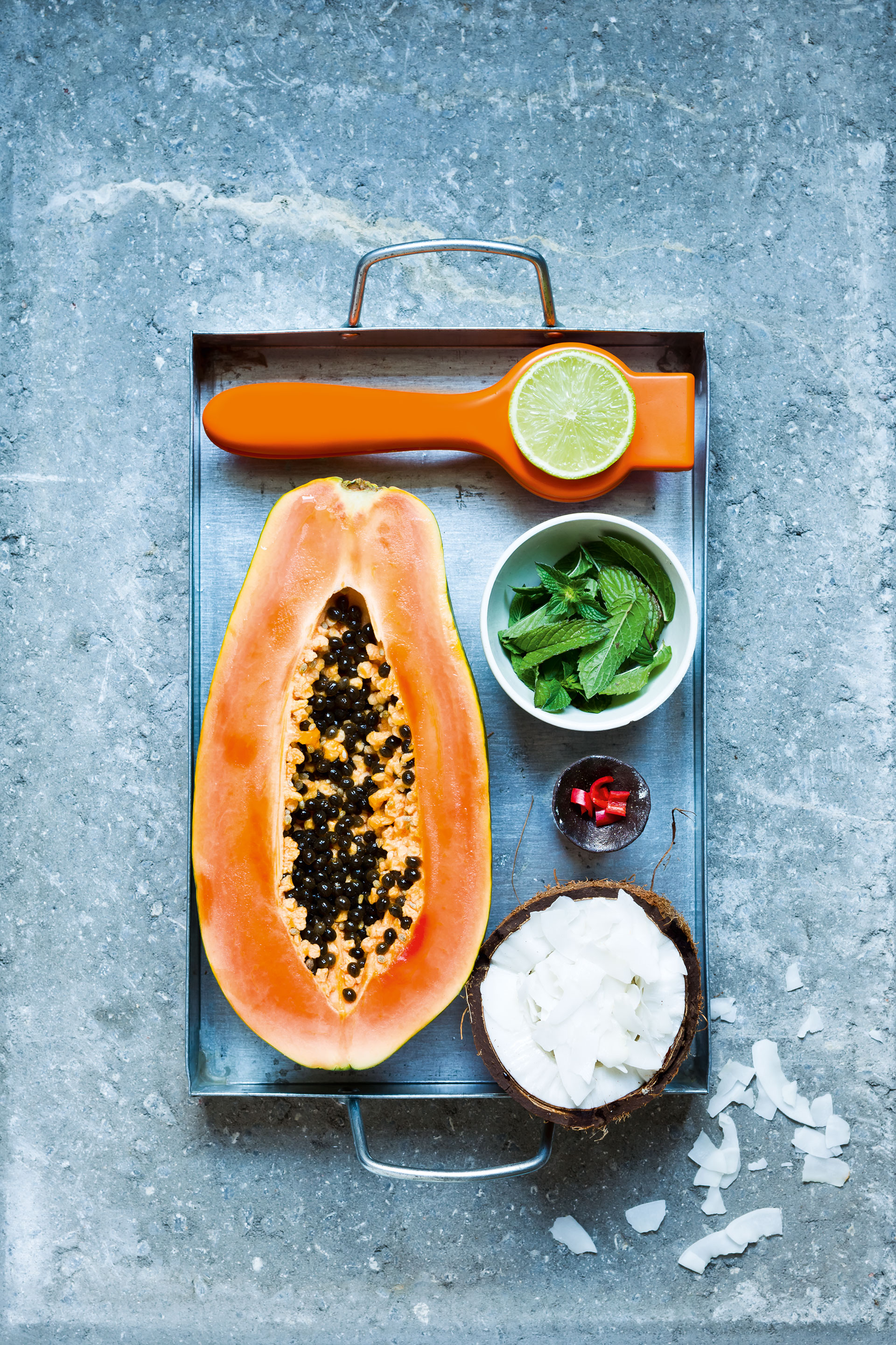 Zutaten für Papaya-Smoothie