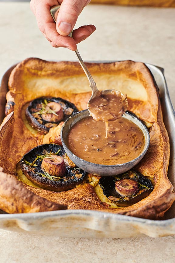 Toad in the Hole mit Pilzen